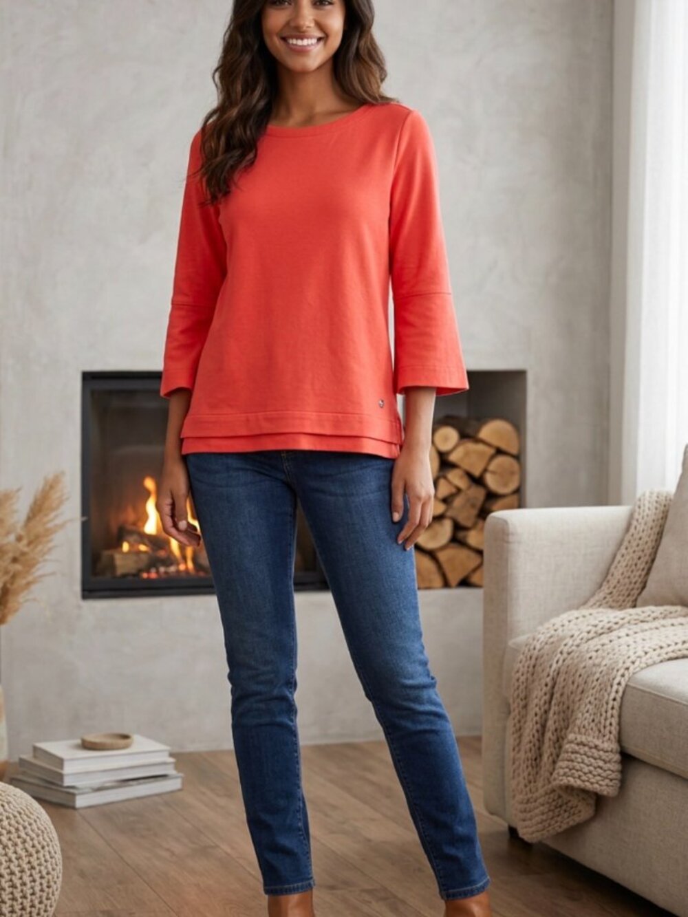 Tommy Bahama Small 1/2-3/4 Flare Cuff Orange Sweatshirt NWT